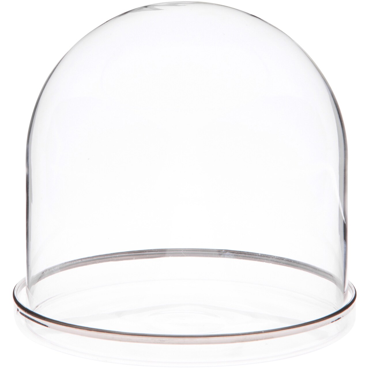 Plymor 5.5" x 5.5" Glass Display Dome Cloche (Silver Rim Glass Tray Base)